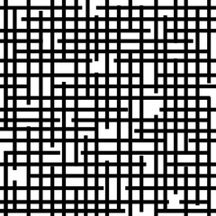 Fototapeta premium Black and white pattern. Vertical and horizontal brush drawn textured crossing stripes. Chequered geometric background.