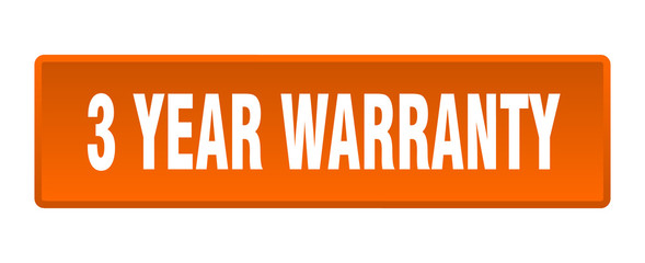3 year warranty button. 3 year warranty square orange push button