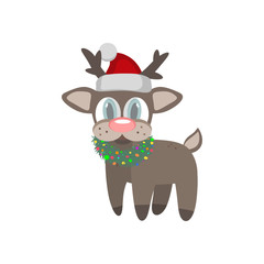 cute christmas deer on white background