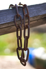 steel rusty chain on a beautiful background