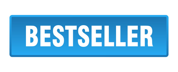 bestseller button. bestseller square blue push button