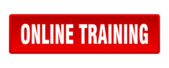 online training button. online training square red push button