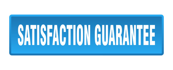 satisfaction guarantee button. satisfaction guarantee square blue push button