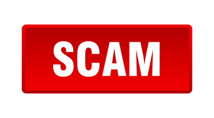 scam button. scam square red push button