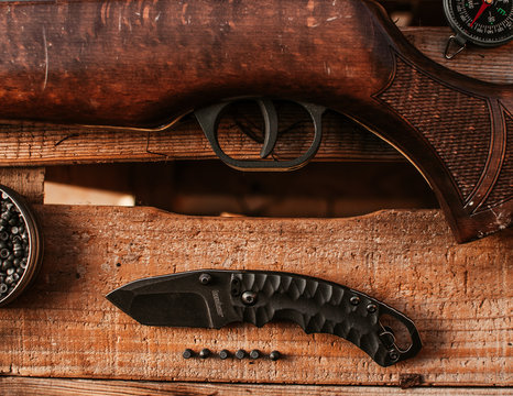 old tools on wooden background