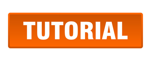 tutorial button. tutorial square orange push button
