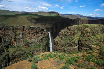 Maletsunyane Falls in Semonkong, famous Lesotho Waterfall 