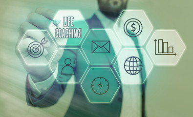 Conceptual hand writing showing Life Coaching. Concept meaning Employee employed to help showing...
