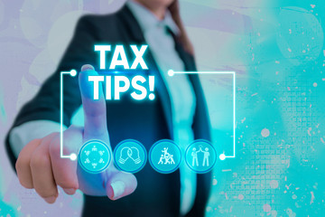 Conceptual hand writing showing Tax Tips. Concept meaning compulsory contribution to state revenue...