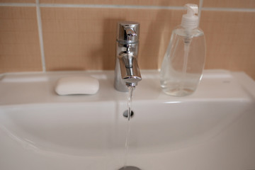 bathroom sink with tap clean running water 