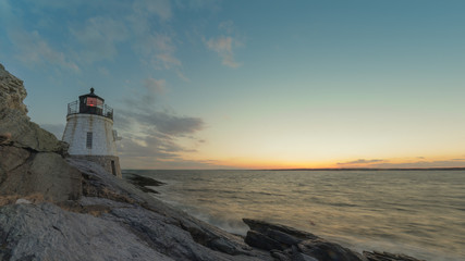 Fototapeta na wymiar Sunset View of Castle Hill Lighthouse at Newport, Rhode Island