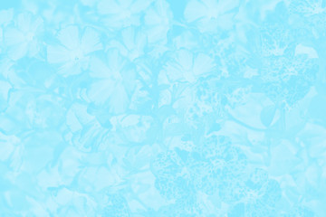 Turquoise aqua aquamarine gradient background, flower pattern