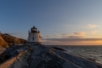 Sunset View of Castle Hill Lighthouse at Newport, Rhode Island