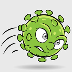 Cartoon Attacking Green Coronavirus