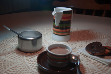 cup of coffee and cookies