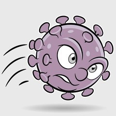 Cartoon Attacking Purple Coronavirus