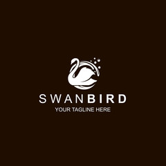 white swan icon isolated on black background