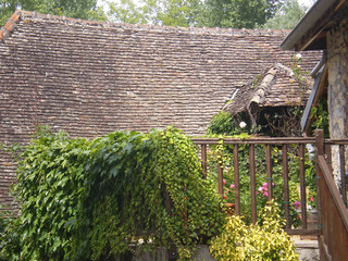 Chanaz, France - August 6th 2008 : Focus on a beautiful rustic roof.