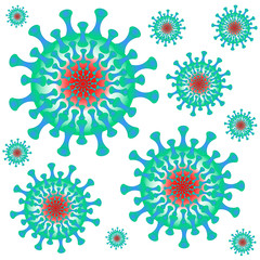 Fototapeta na wymiar Vector illustration - coronavirus molecule under magnification, square.