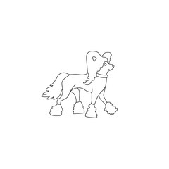 Funny line style icon of chinese crested for different design. Cute family dog.