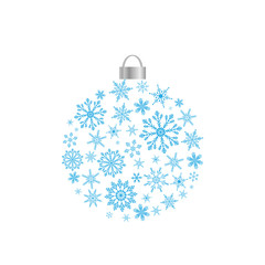 Fototapeta premium Christmas ball with blue snowflakes.Christmas collection. Vector illustration