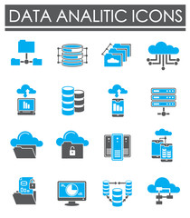 Big data analitics icons set on background for graphic and web design. Creative illustration concept symbol for web or mobile app