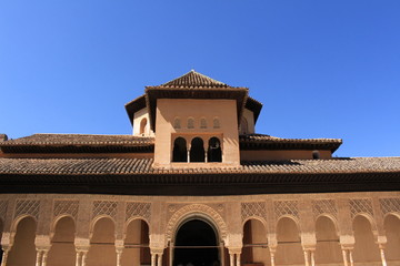 Fototapeta na wymiar Palace of the Lions, a part of Nasrid Palaces (Palacios Nazaries) at the historical Alhambra Palace and fortress complex in Granada, Andalusia, Spain.