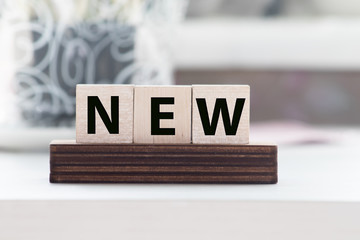 New Habits word concept on cubes, business concept