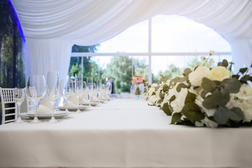 Close up of wedding tables
