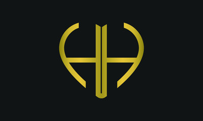 Obraz premium Heart Shaped Letter H or Letter HH Iconic Logo Design, logo design for wedding invitation, wedding name and business name.