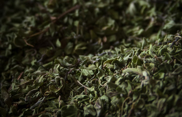Closeup of dried oregano leaves