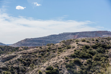 Layers of tailing piles from a large strip mine in Miami arizona