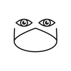 Face with medical mask icon, black line icon isolated on white background, vector illustration.