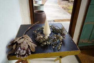 Interior decorating colorful dried flowers