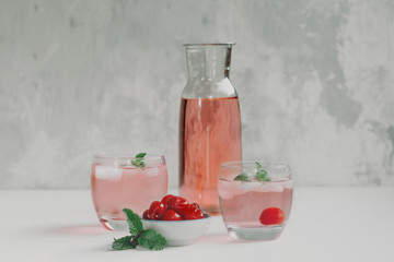 cherry cocktail with mint leaves
