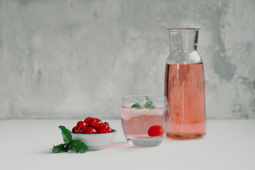 cherry cocktail with mint leaves