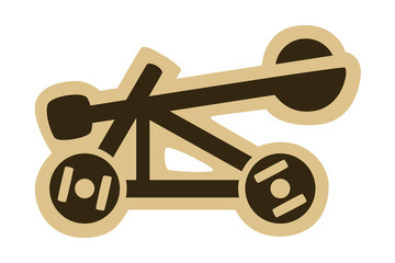 Vector drawing of ancient catapult icon. Can represent roman artillery, a medieval siege, castle warfare, a fantasy game, etc.