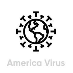 America Virus Spread, Globe Pandemic, Novel Coronavirus 2019-nCoV contamination icon. Editable line vector.
