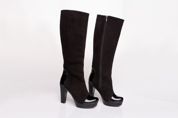 Women stylish modern shoes on white background