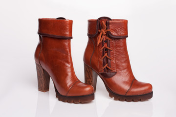 Women stylish modern shoes on white background