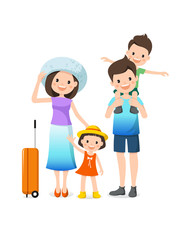 Happy family summer trip. Vector illustration