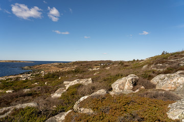 Fototapeta na wymiar The rocky landscape of Tylosand is great for hiking and relaxing, located in Tylosand, Halmstad, Sweden