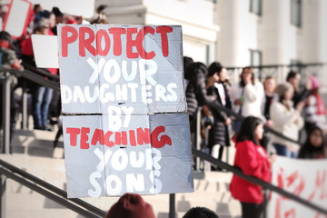 Protester holding sign for Women's Rights