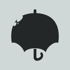 Umbrella symbol icon on gray backdrop. Design element