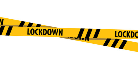 Lockdown barrier tape. Warning yellow dangerous symbol.