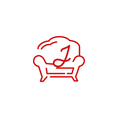 icon logo sofa with letter j vector design	