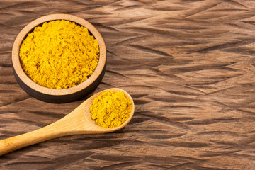 Organic Curry Powder, Healthy Spice Mix - Wood Background