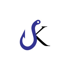 logo hook with letter k vector design	