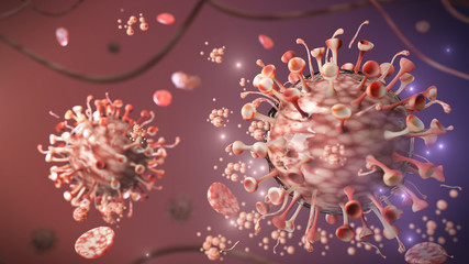 Virus. Abstract vector 3d Rendering microbe on background. Computer virus, allergy bacteria, medical healthcare, microbiology concept. Disease germ, pathogen organism, infectious micro virology