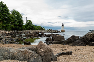 Fototapeta premium Winter Island Lighthouse in Salem, Massachusetts